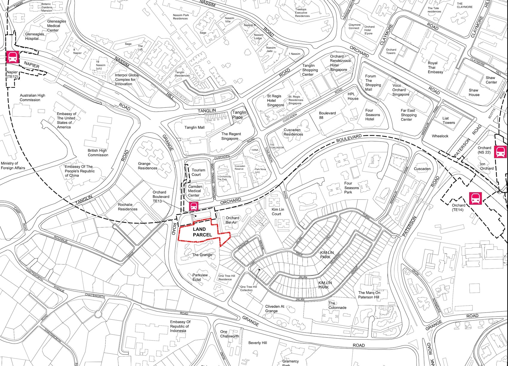 Orchard Boulevard condo location map